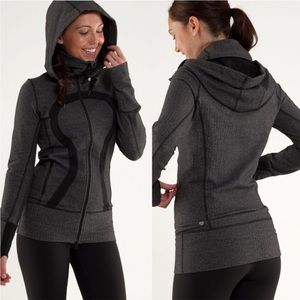 Lululemon Stride Jacket Herringbone Heathered Grey Black Zip Up Hoodie